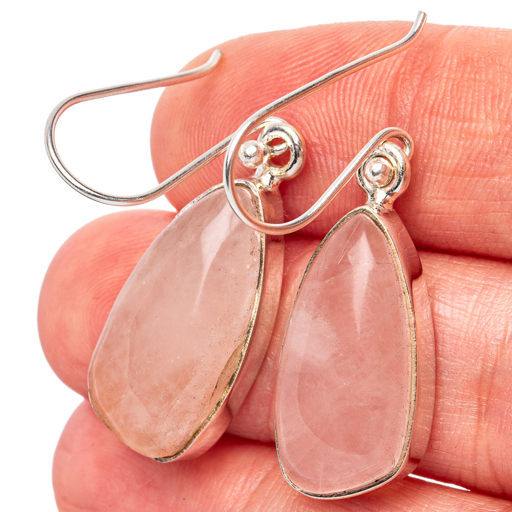 Rose Quartz Earrings 1 5/8" (925 Sterling Silver) E2797