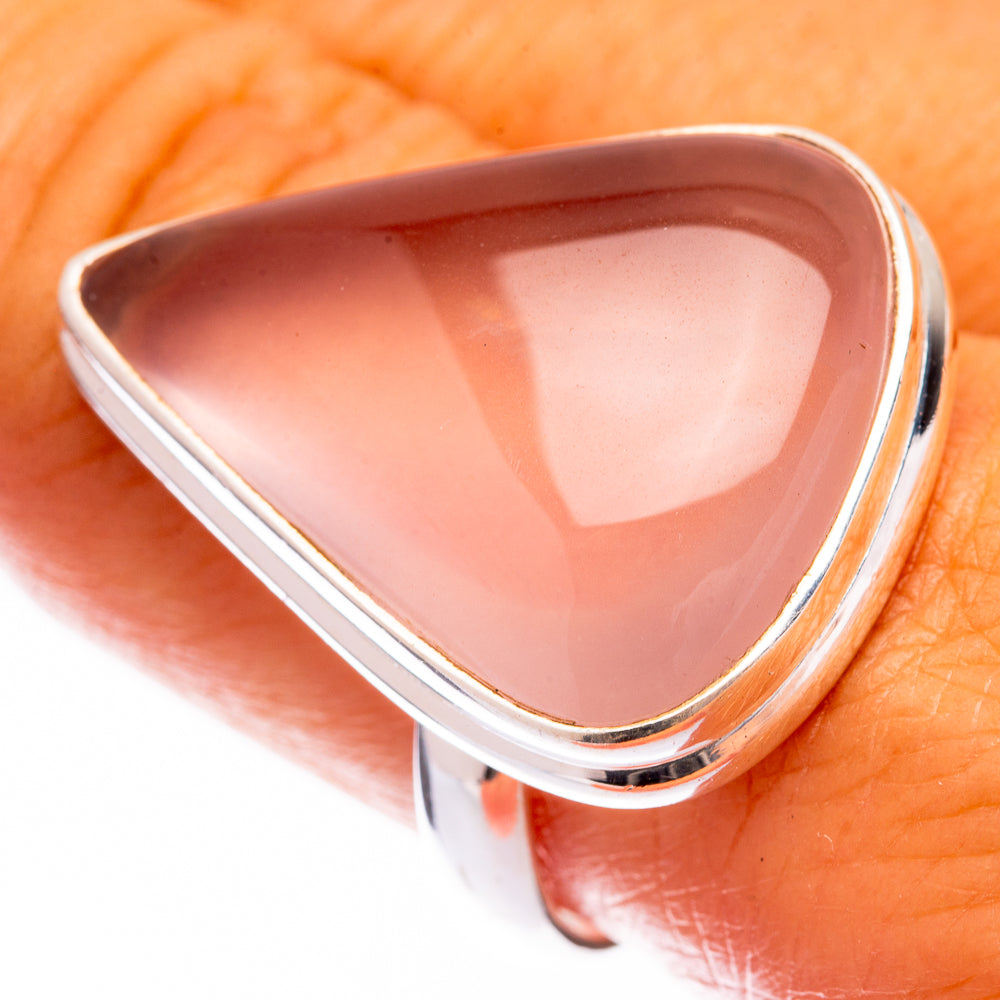 Large Rose Quartz Ring Size 10 (925 Sterling Silver) R140824