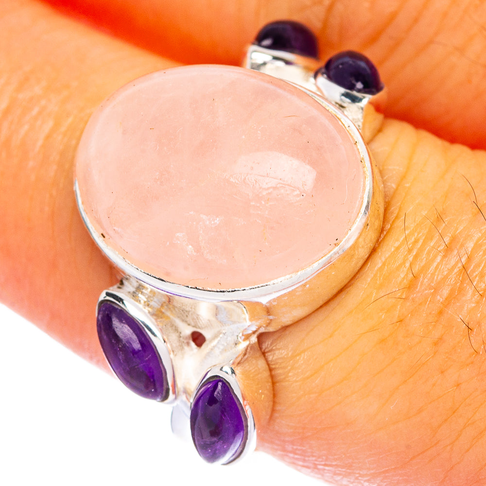 Rose Quartz, Amethyst Ring Size 7 (925 Sterling Silver) R144482