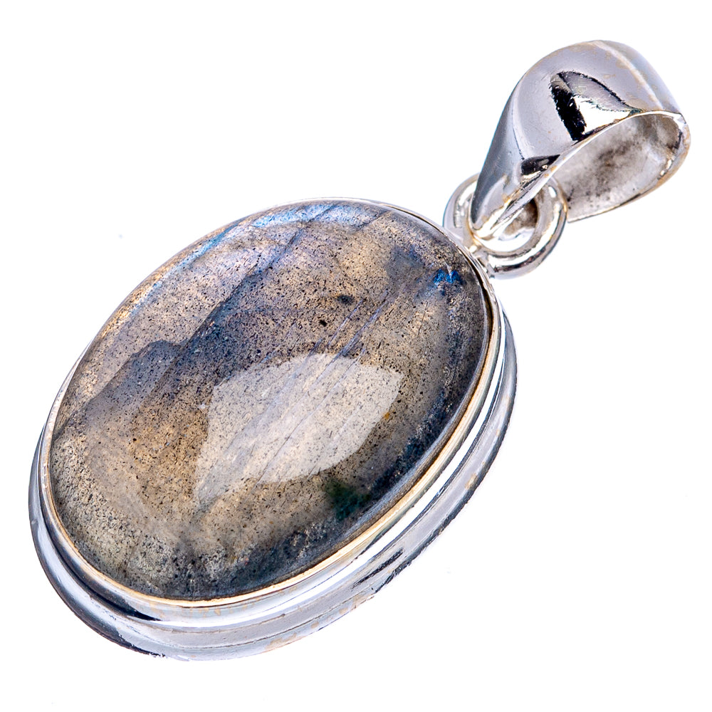 Labradorite Pendant 1 1/8" (.925 Sterling Silver)