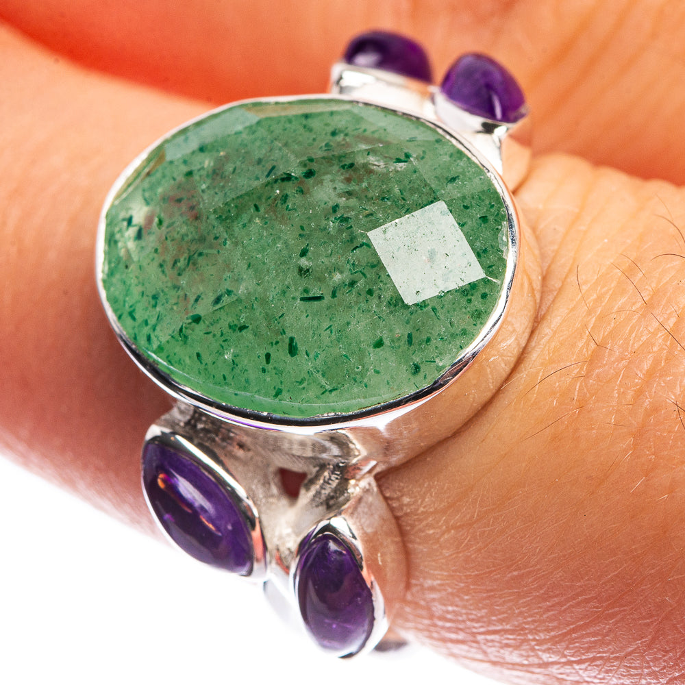 Green Aventurine, Amethyst Ring Size 7 (925 Sterling Silver) R144145