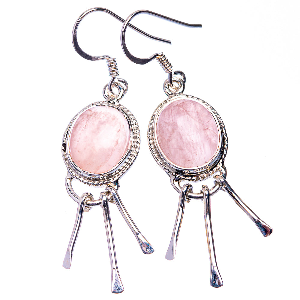 Premium Rose Quartz Earrings 1 7/8" (925 Sterling Silver) E432350