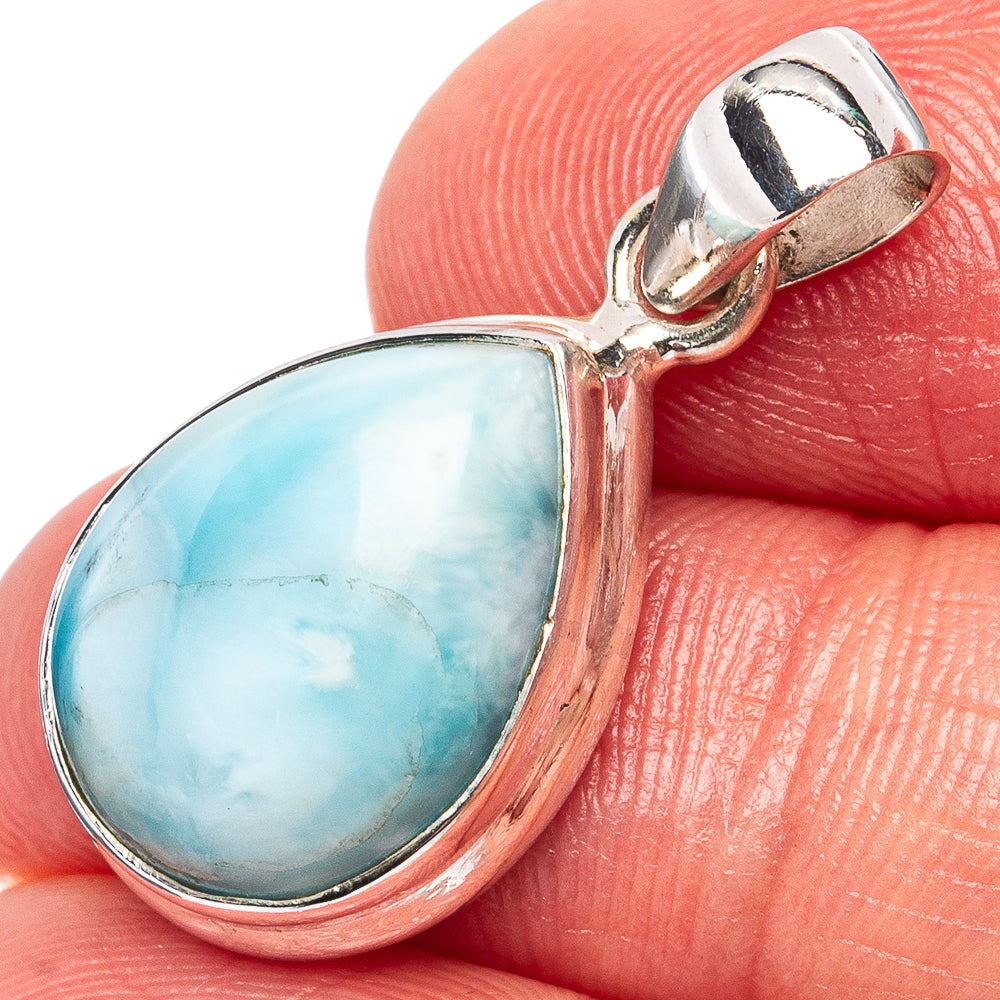 Rare Larimar Pendant 1 1/8" (.925 Sterling Silver)