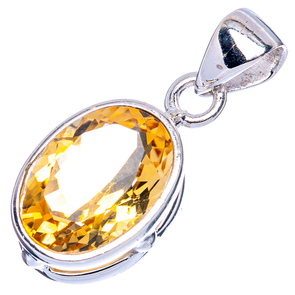 Value Faceted Citrine Pendant 1 1/8" (925 Sterling Silver) P42025