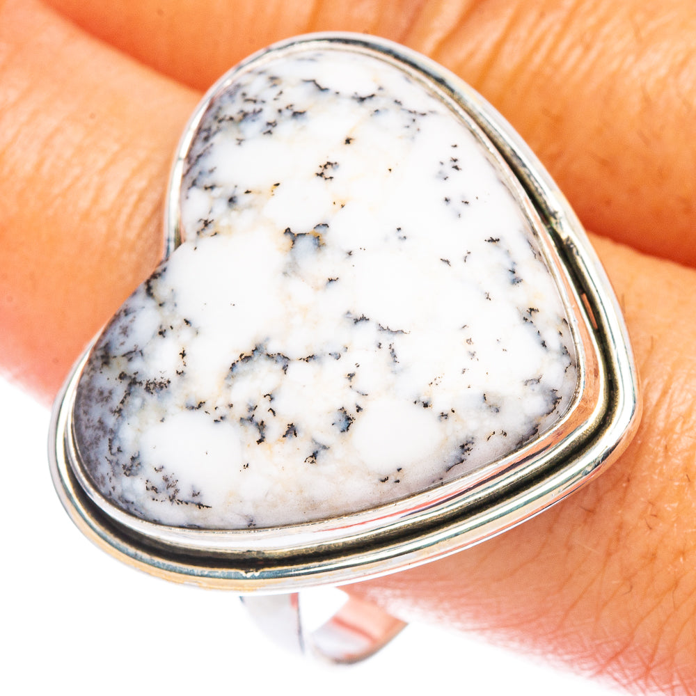 Large Dendritic Opal Heart Ring Size 11.75 (925 Sterling Silver) R7384