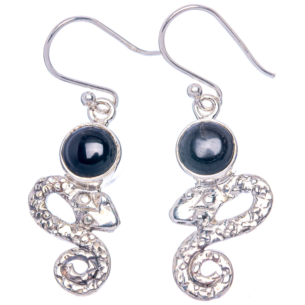 Value Black Onyx Snake Earrings 1 3/8" (925 Sterling Silver) E1316