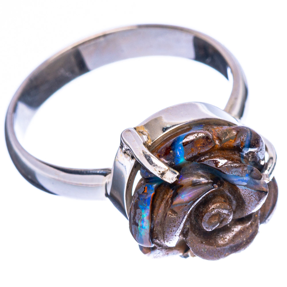 Rare Boulder Opal Rose Ring Size 7.75 (925 Sterling Silver) R2507