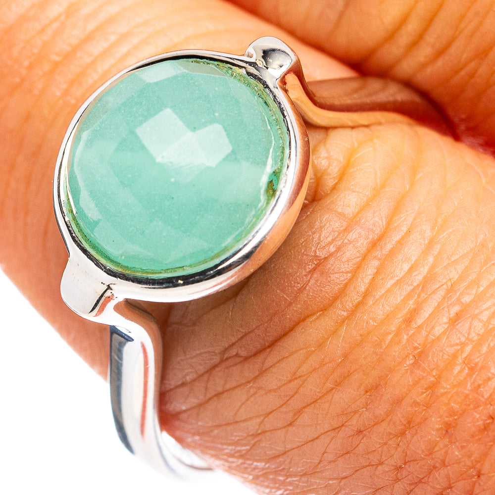 Blue Chalcedony Dainty Ring Size 9 (.925 Sterling Silver)