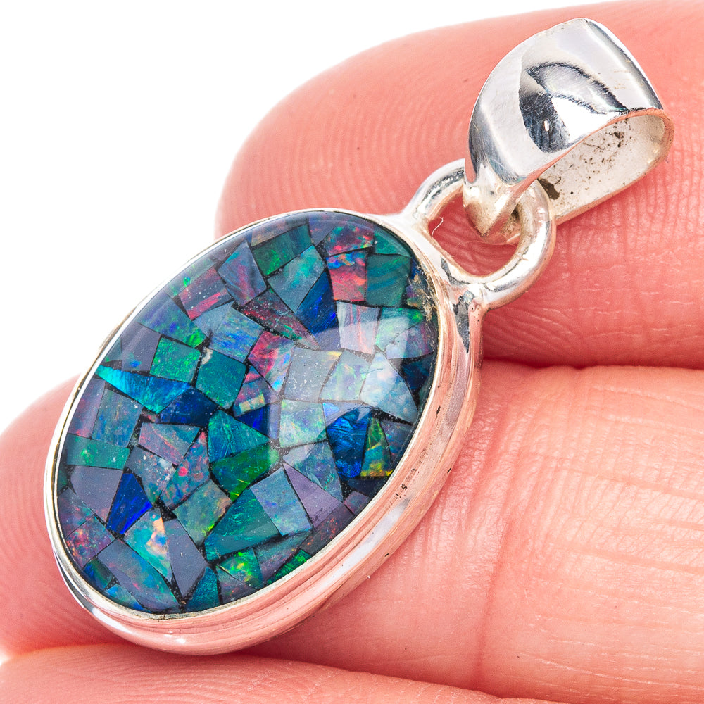 Rare Triplet Opal Pendant 1 1/8" (925 Sterling Silver) P40623