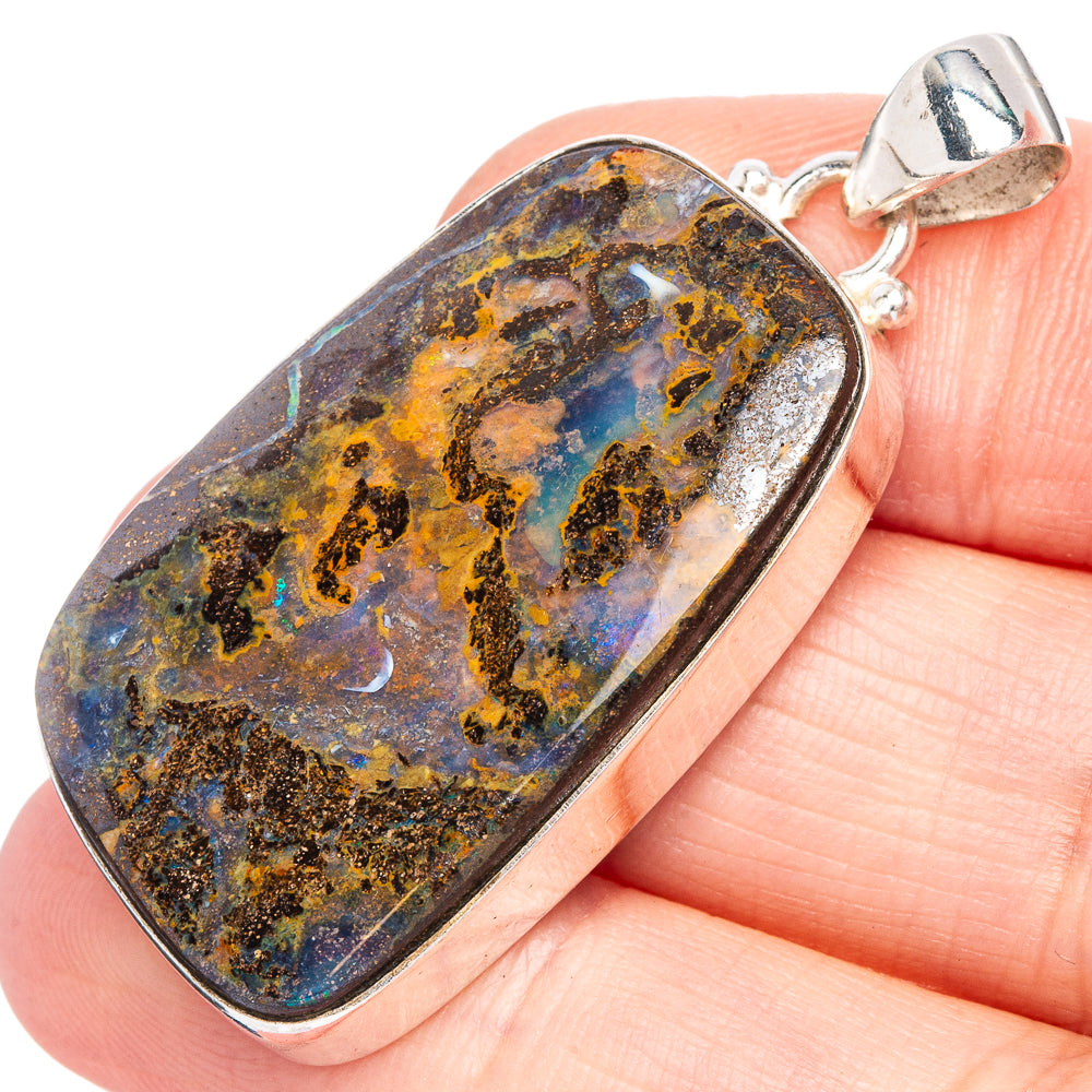 Rare Boulder Opal Pendant 1 3/4" (925 Sterling Silver) P40363