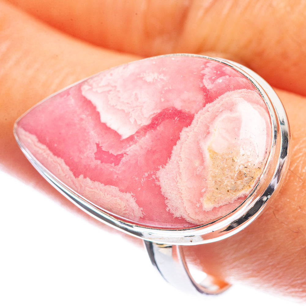 Large Rhodochrosite 925 Sterling Silver Ring Size 12.5