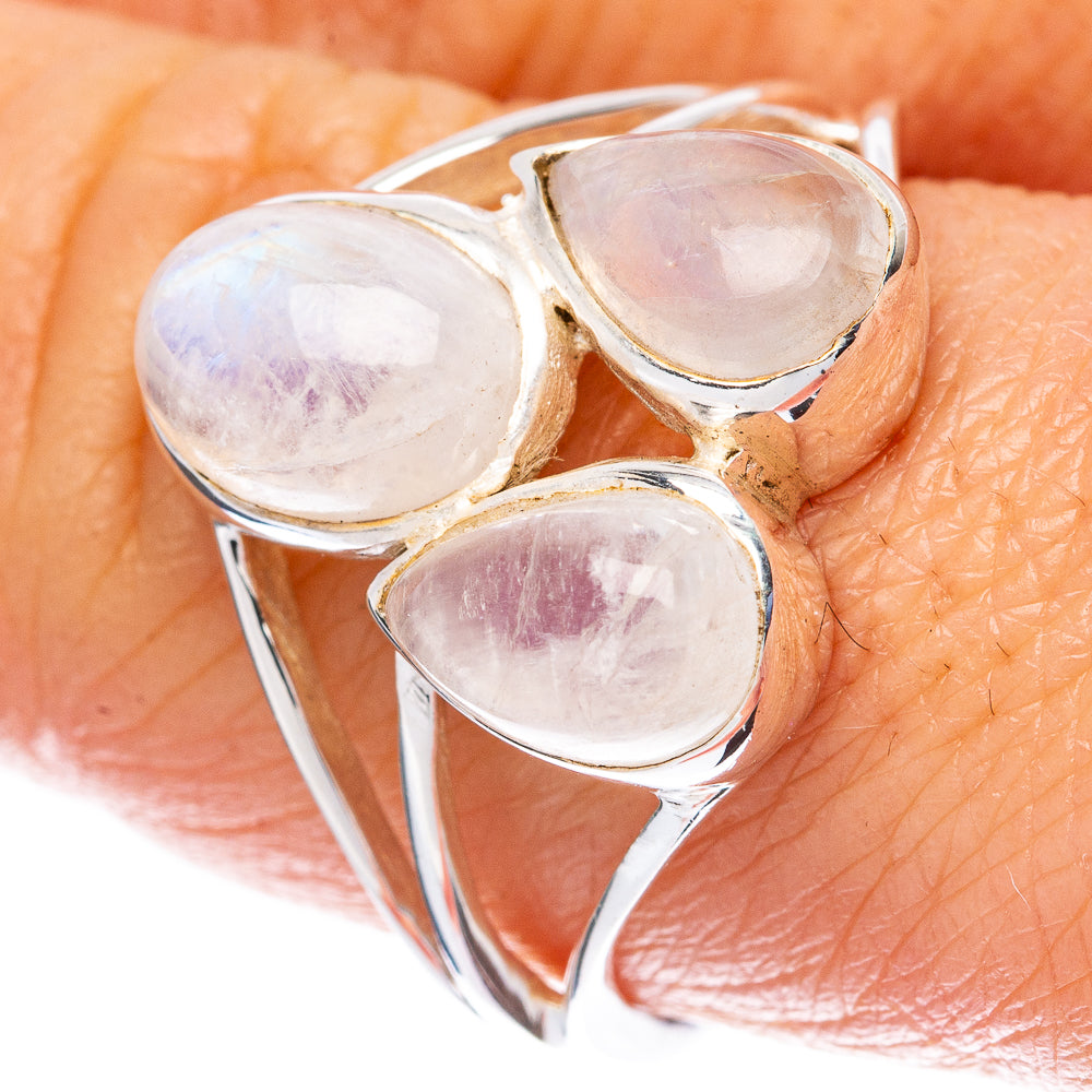 Rainbow Moonstone Ring Size 8.5 (925 Sterling Silver) R3025