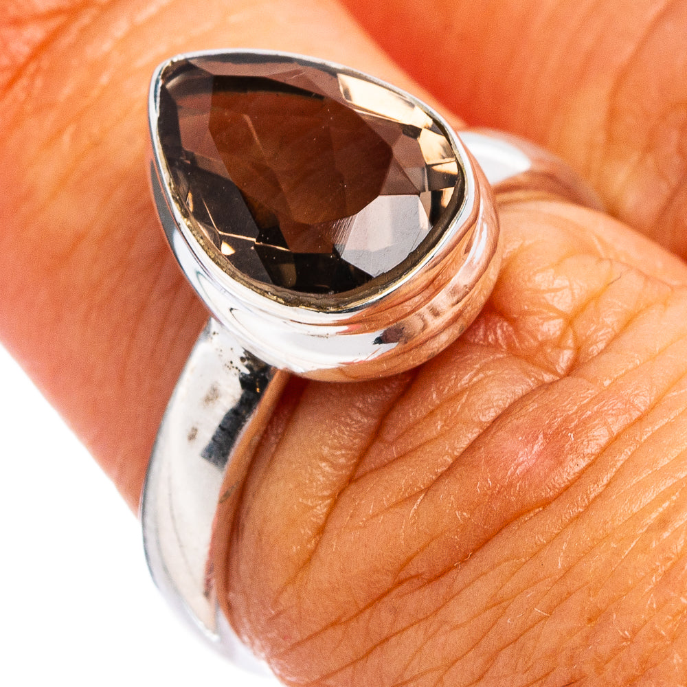 Faceted Smoky Quartz Ring Size 6.75 (.925 Sterling Silver)