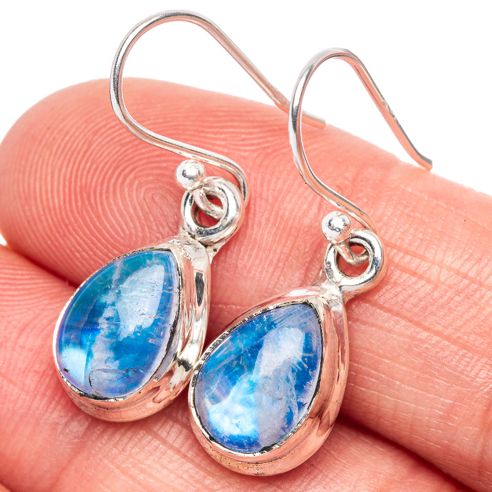 Rainbow Moonstone Earrings 1 1/8" (925 Sterling Silver) E1374