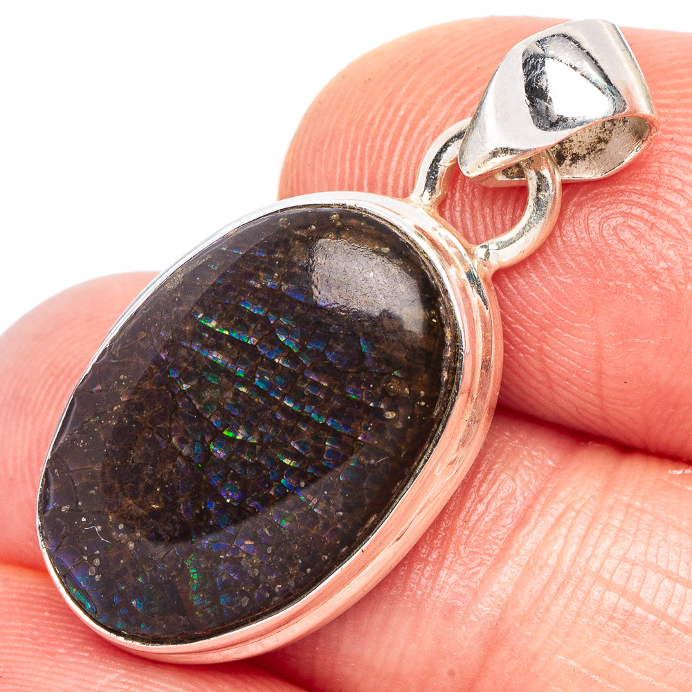 Rare Ammolite Pendant 1 1/8" (925 Sterling Silver) P44303