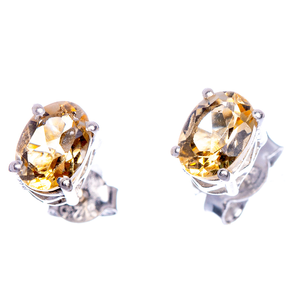Faceted Citrine EarDainty Rings 1/4" (925 Sterling Silver) E433528