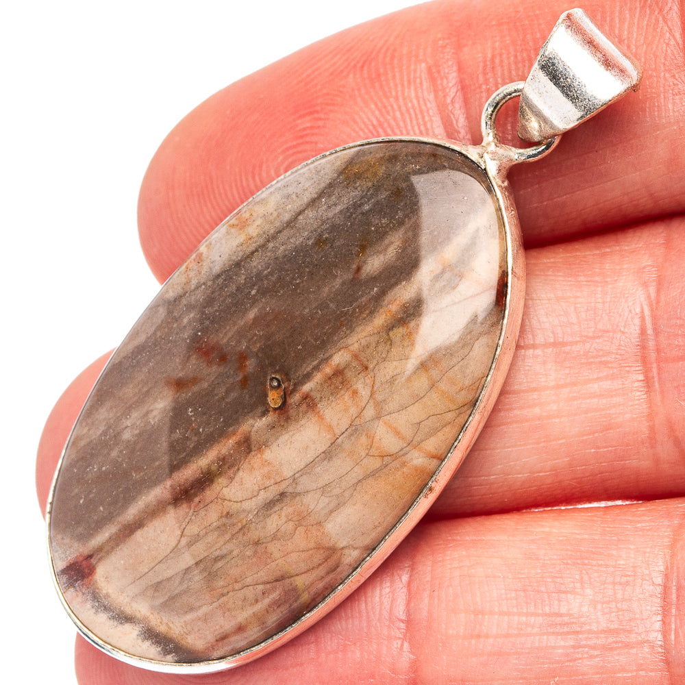 Imperial Jasper Pendant 1 7/8" (Silver Plated)