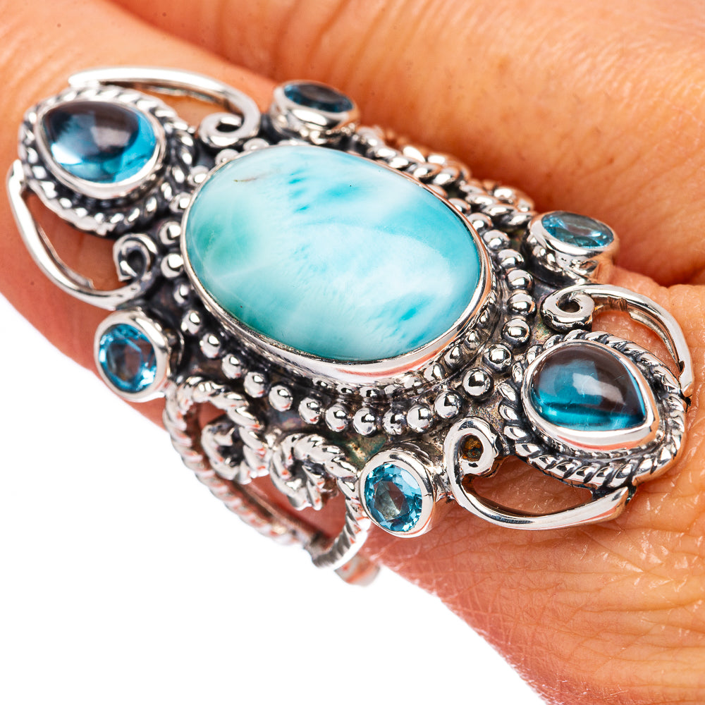 Signature Larimar, Blue Topaz Ring Size 9 (925 Sterling Silver) R3533