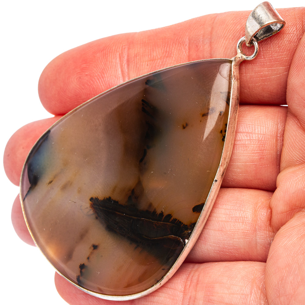 Montana Agate Pendant 2 3/4" (Silver Plated)