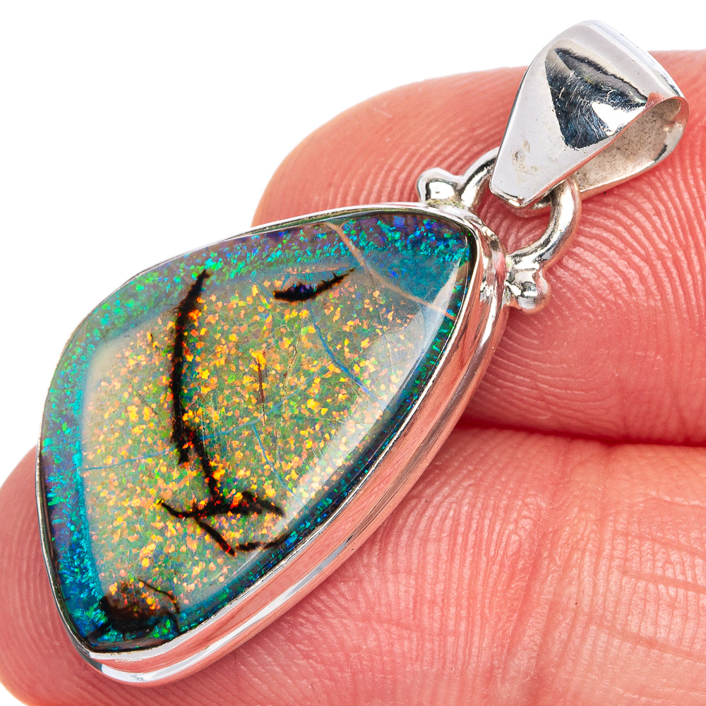 Rare Sterling Opal Pendant 1 3/8" (925 Sterling Silver) P40686