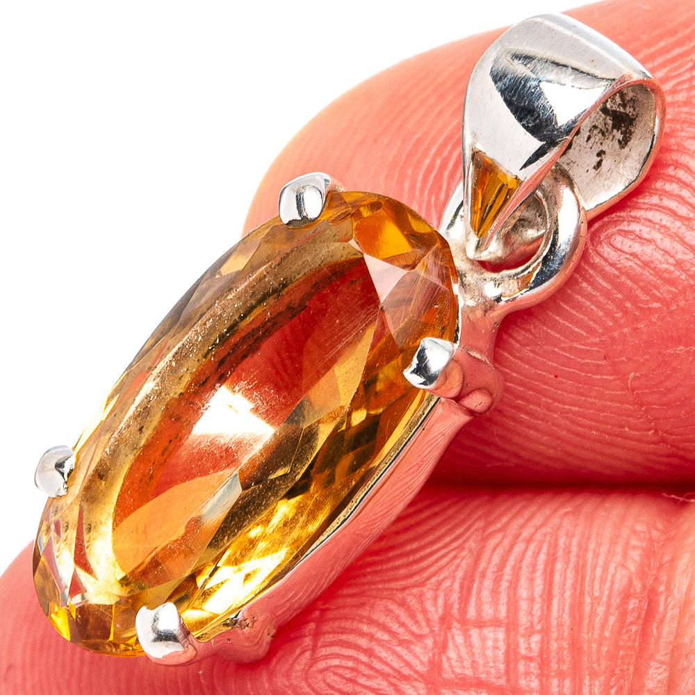 Faceted Citrine Dainty Pendant 1" (.925 Sterling Silver)