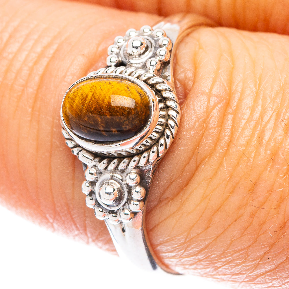 Tiger Eye Dainty Ring Size 8 (925 Sterling Silver) R5996