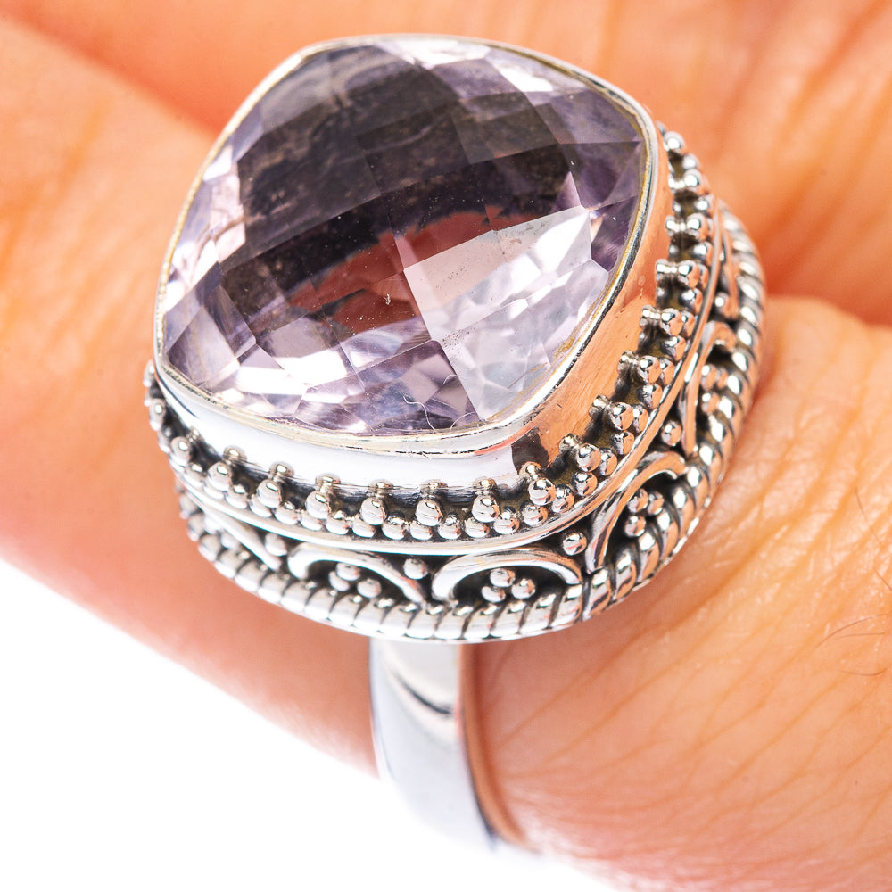 Large Faceted Pink Amethyst Ring Size 7 (925 Sterling Silver) R144834