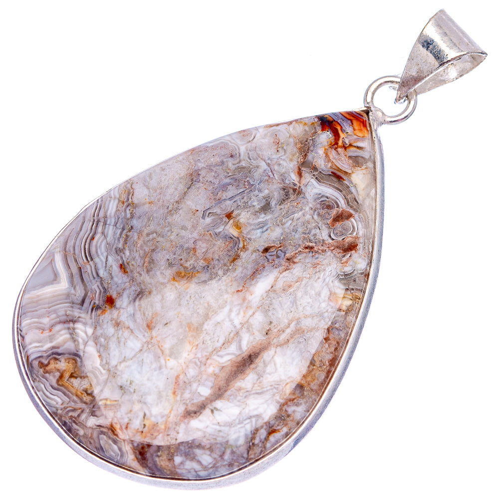 Laguna Lace Agate Pendant 2 1/4" (Silver Plated)