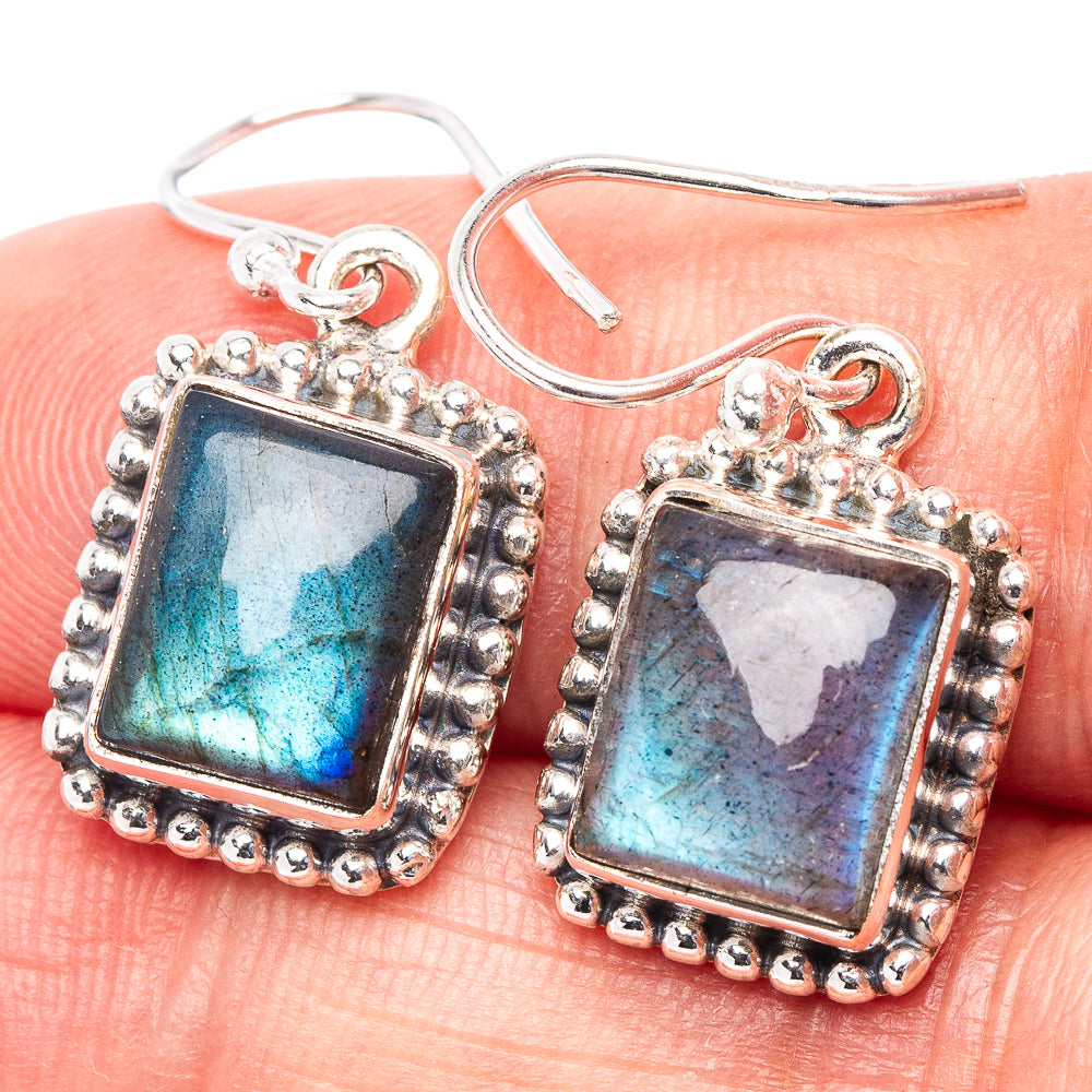 Labradorite Earrings 1 1/8" (.925 Sterling Silver)