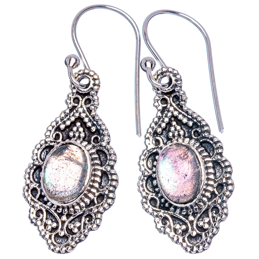 Labradorite Earrings 1 1/2" (925 Sterling Silver) E1136