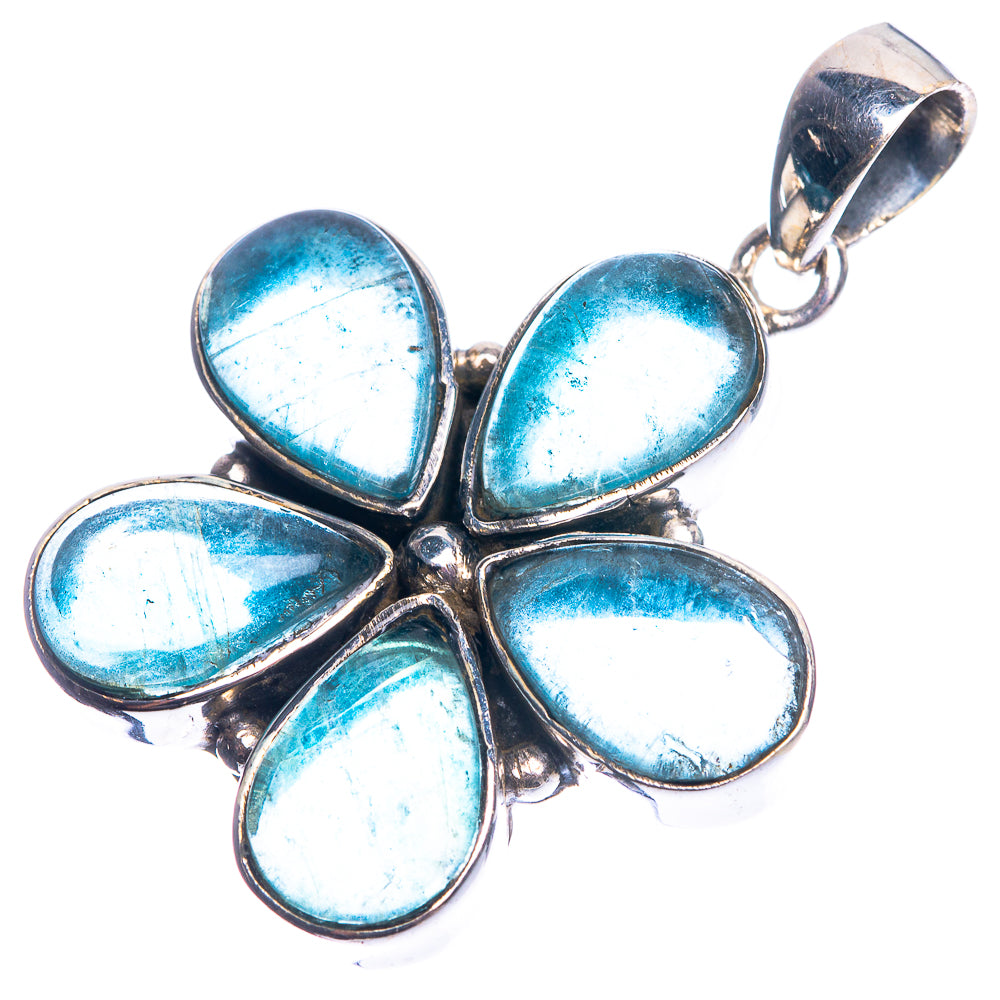 Blue Fluorite 925 Sterling Silver Pendant 1 1/2"