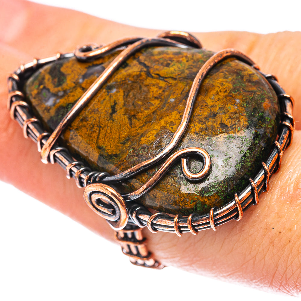 Hungarian Agate Wire Wrap Ring Size 6.75 (Oxidized Copper)