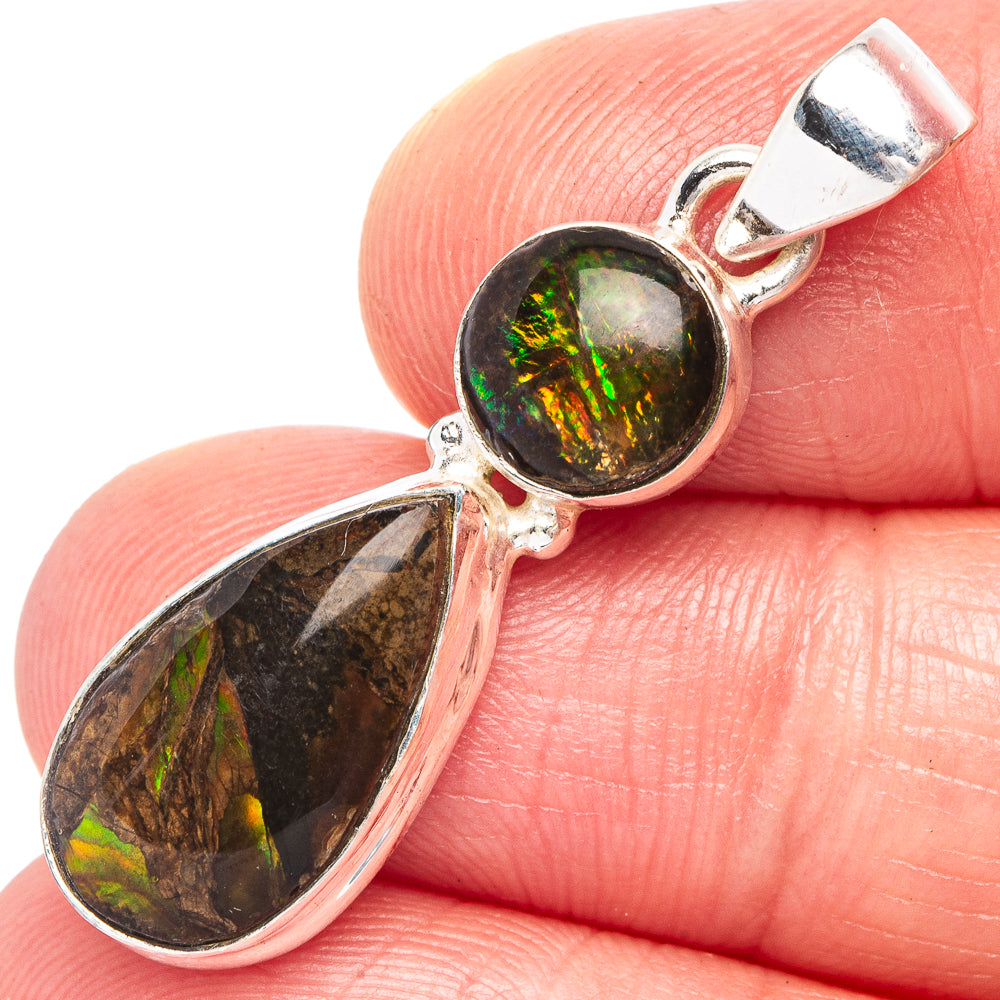 Rare Ammolite Pendant 1 3/8" (925 Sterling Silver) P44072