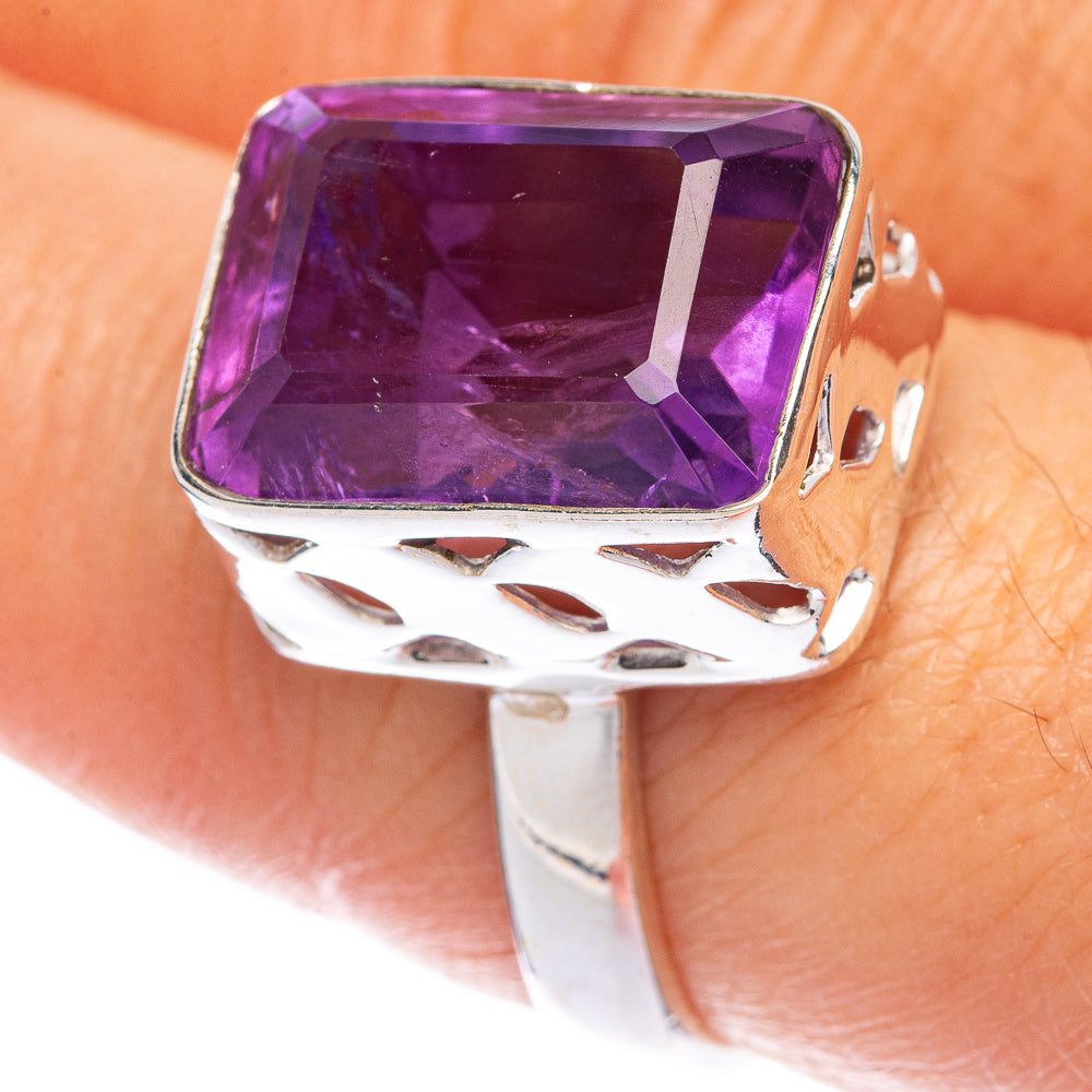 Faceted Amethyst Ring Size 7.75 (925 Sterling Silver) R144633