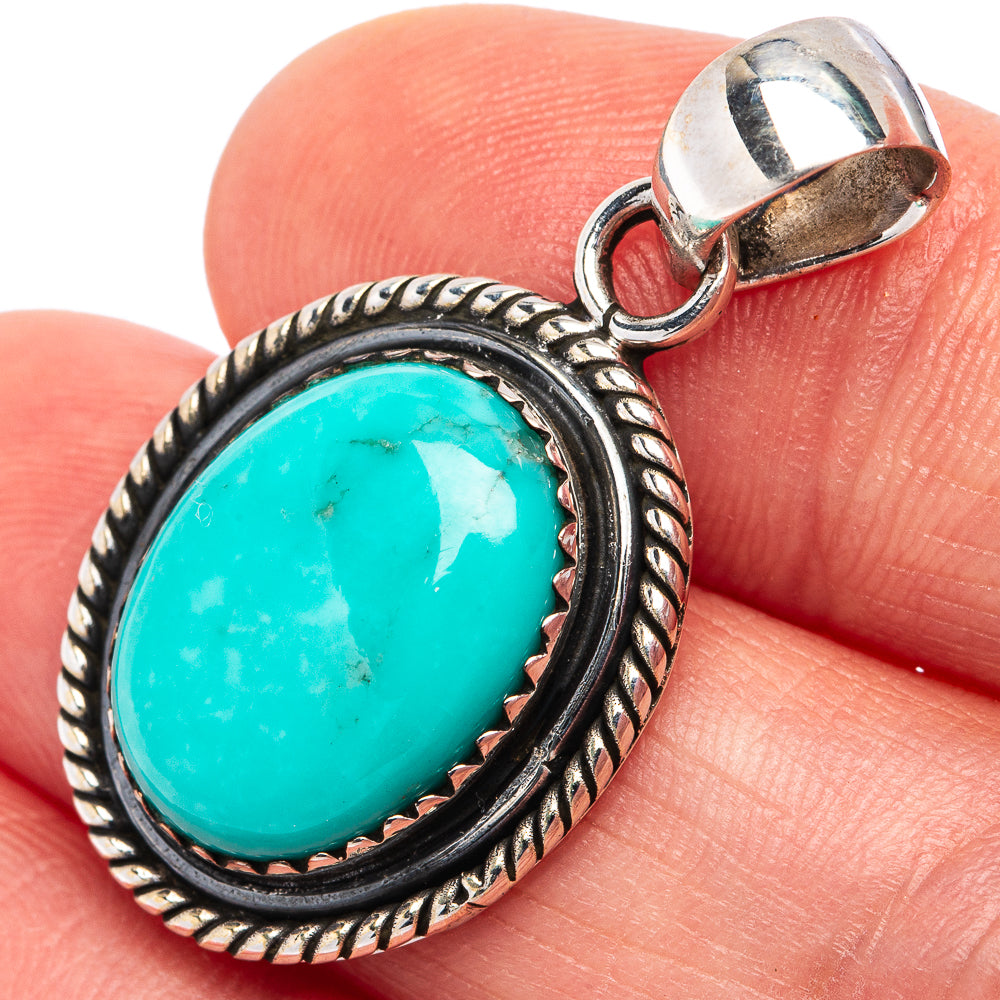 Rare Kingman Turquoise Pendant 1 3/8" (.925 Sterling Silver)