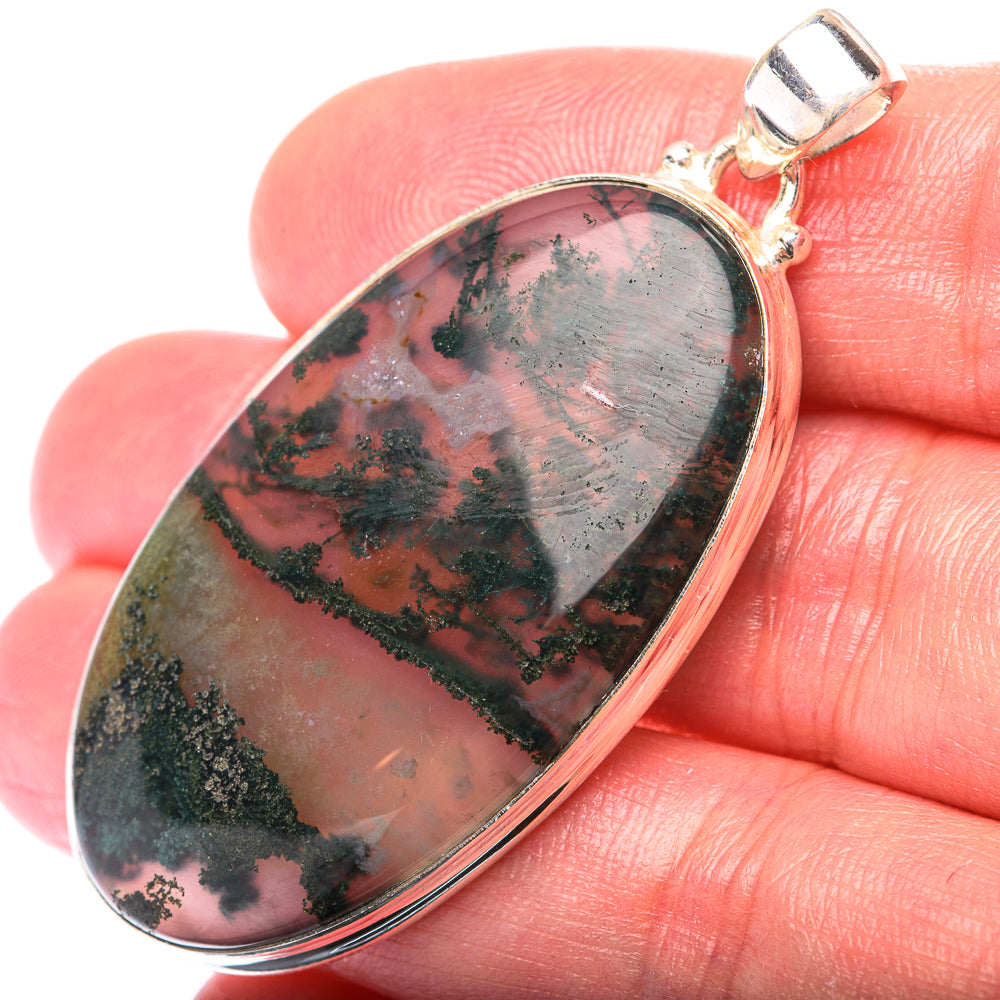 Green Moss Agate Pendant 2 1/8" (925 Sterling Silver) PD38525