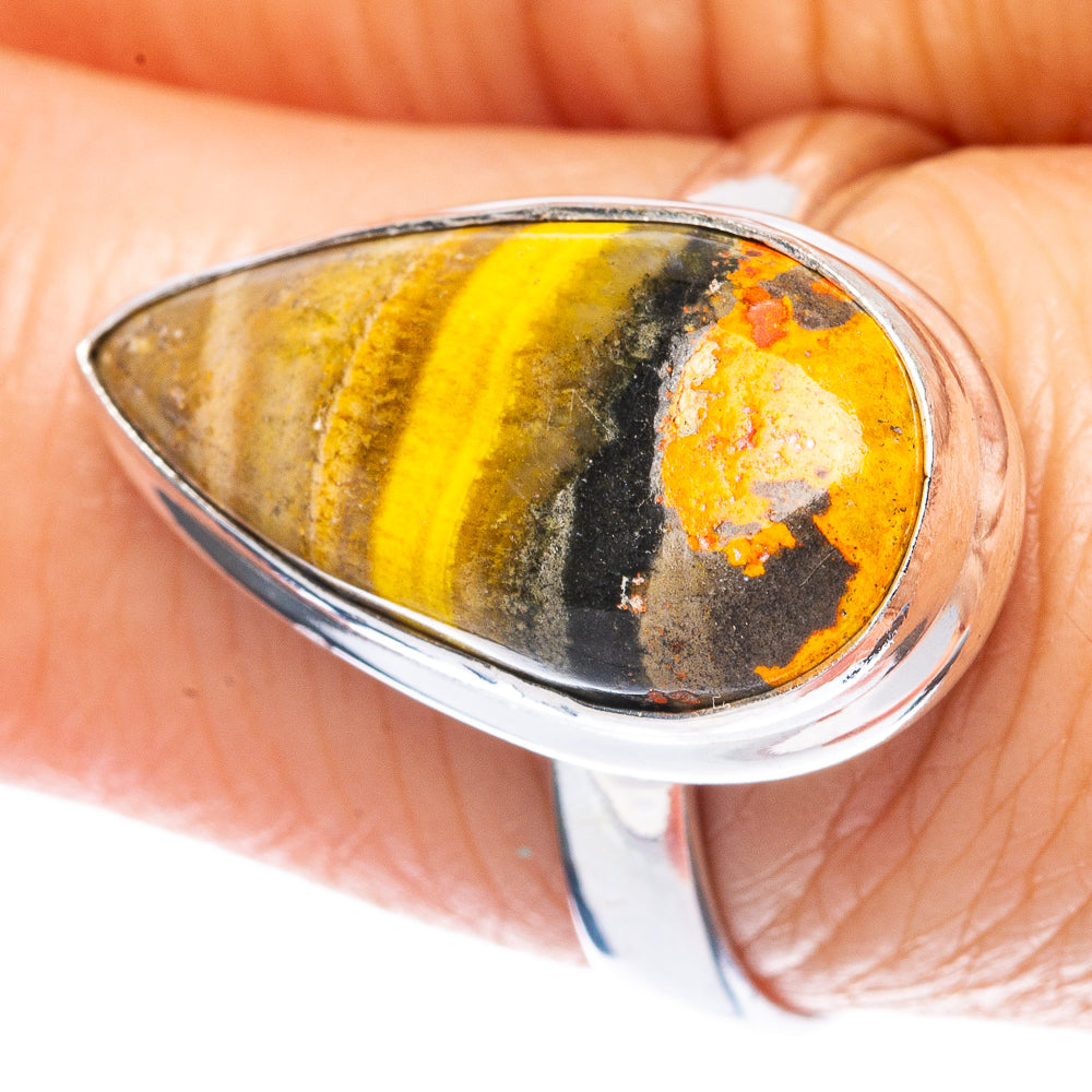 Bumble Bee Jasper Ring Size 7.75 (925 Sterling Silver) R2918