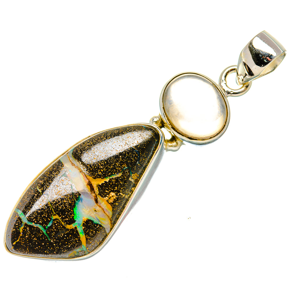Boulder Opal, Citrine Pendant 2" (925 Sterling Silver) PD37967
