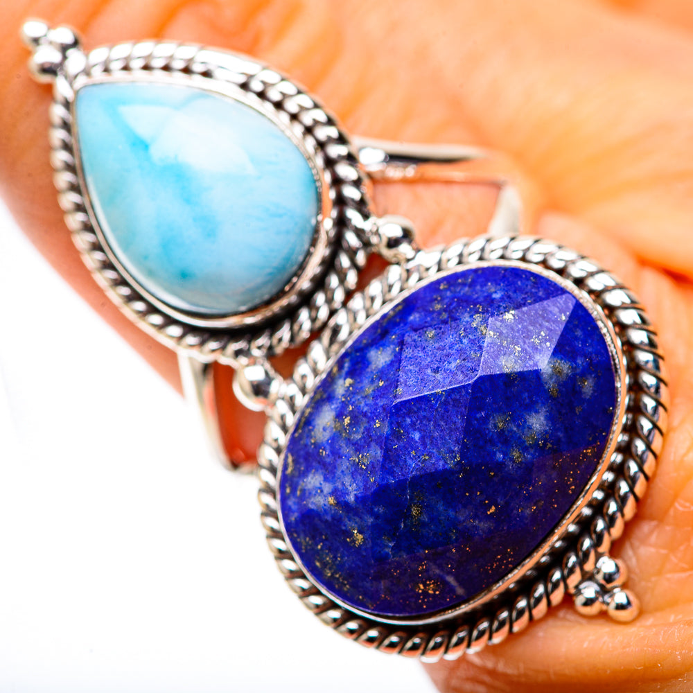 Large Lapis Lazuli, Larimar 925 Sterling Silver Ring Size 8.75 (925 Sterling Silver) RING139621