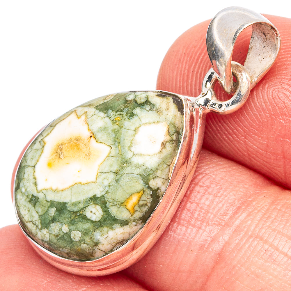 Rainforest Jasper Pendant 1 1/4" (925 Sterling Silver) P43437