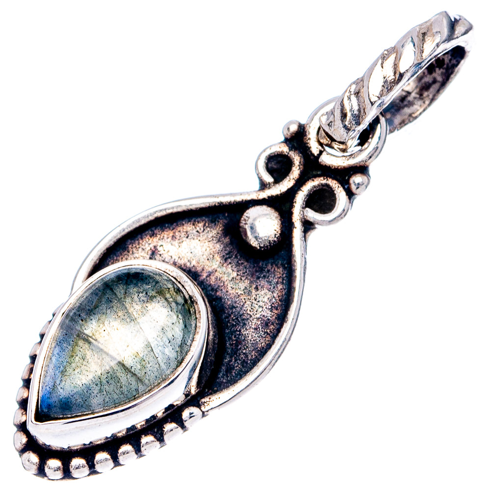 Dainty Labradorite Pendant 1 1/8" (.925 Sterling Silver)