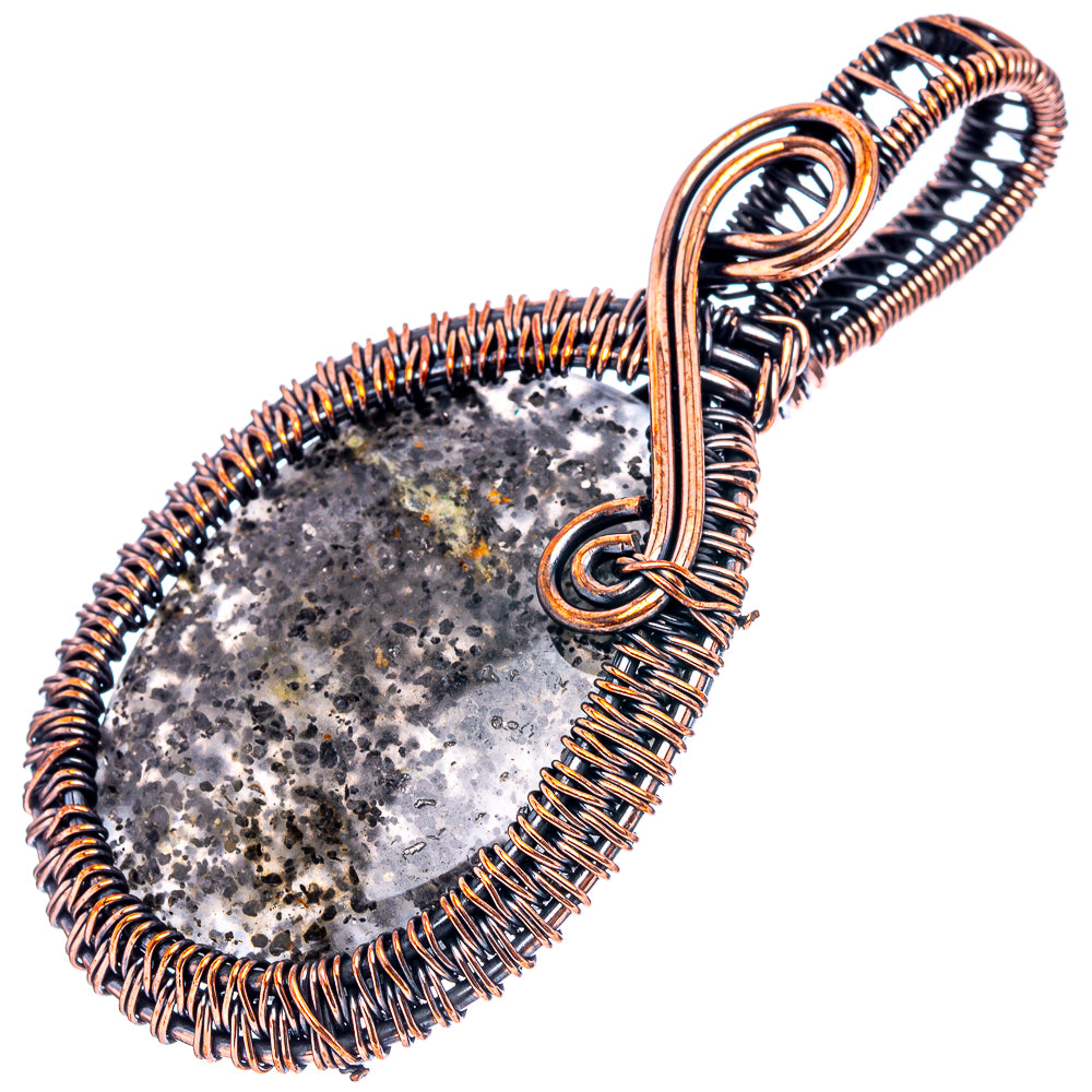 Black Sunstone Wire Wrap Pendant 2 1/2" (Oxidized Copper)