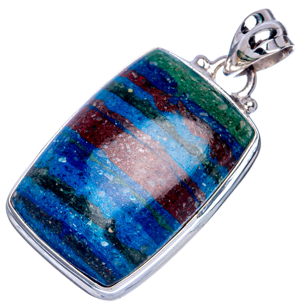 Rainbow Calsilica Pendant 1 1/2" (925 Sterling Silver) P40152