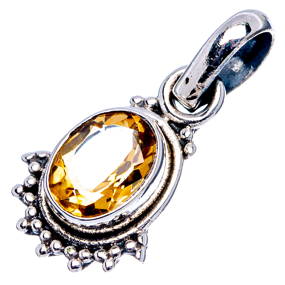 Citrine Dainty Pendant 7/8" (.925 Sterling Silver)