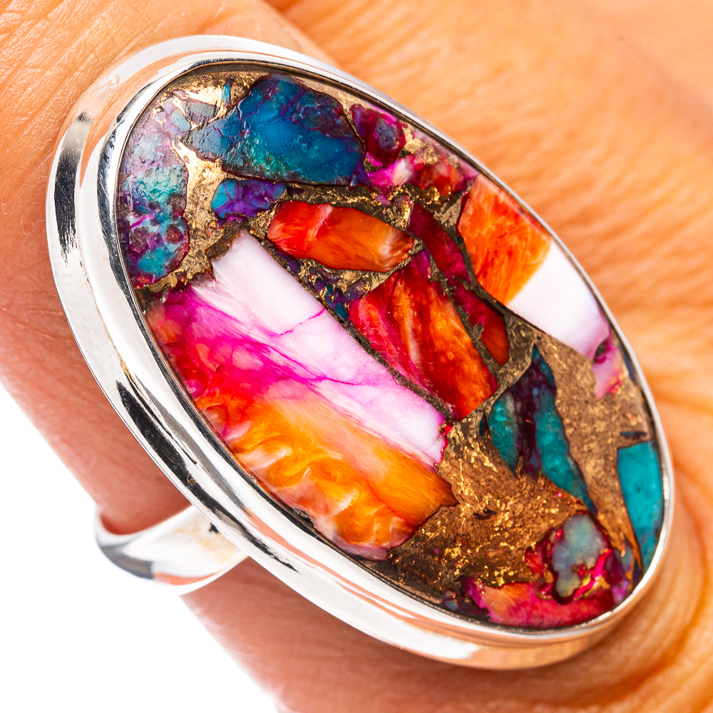 Premium Pink Dahlia Mohave Turquoise Ring Size 8.25 (.925 Sterling Silver)