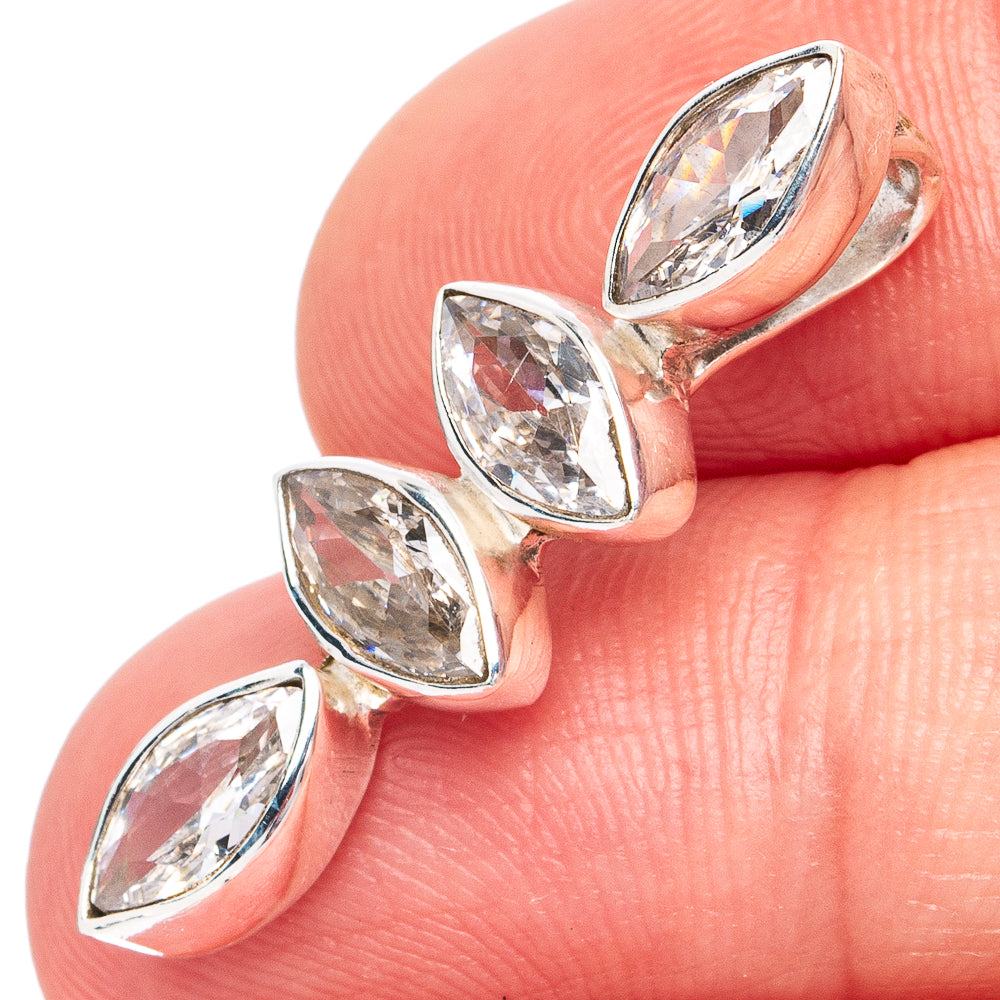 Dainty White Quartz Pendant 1 1/8" (925 Sterling Silver) P45292