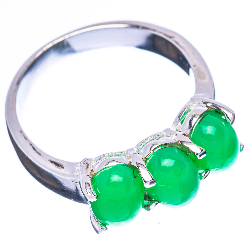 Green Onyx Dainty Ring Size 6.5 (925 Sterling Silver) R5188