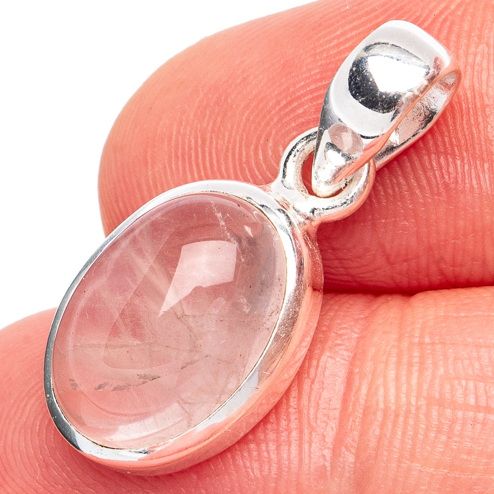 Dainty Rose Quartz Pendant 1" (925 Sterling Silver) P45246