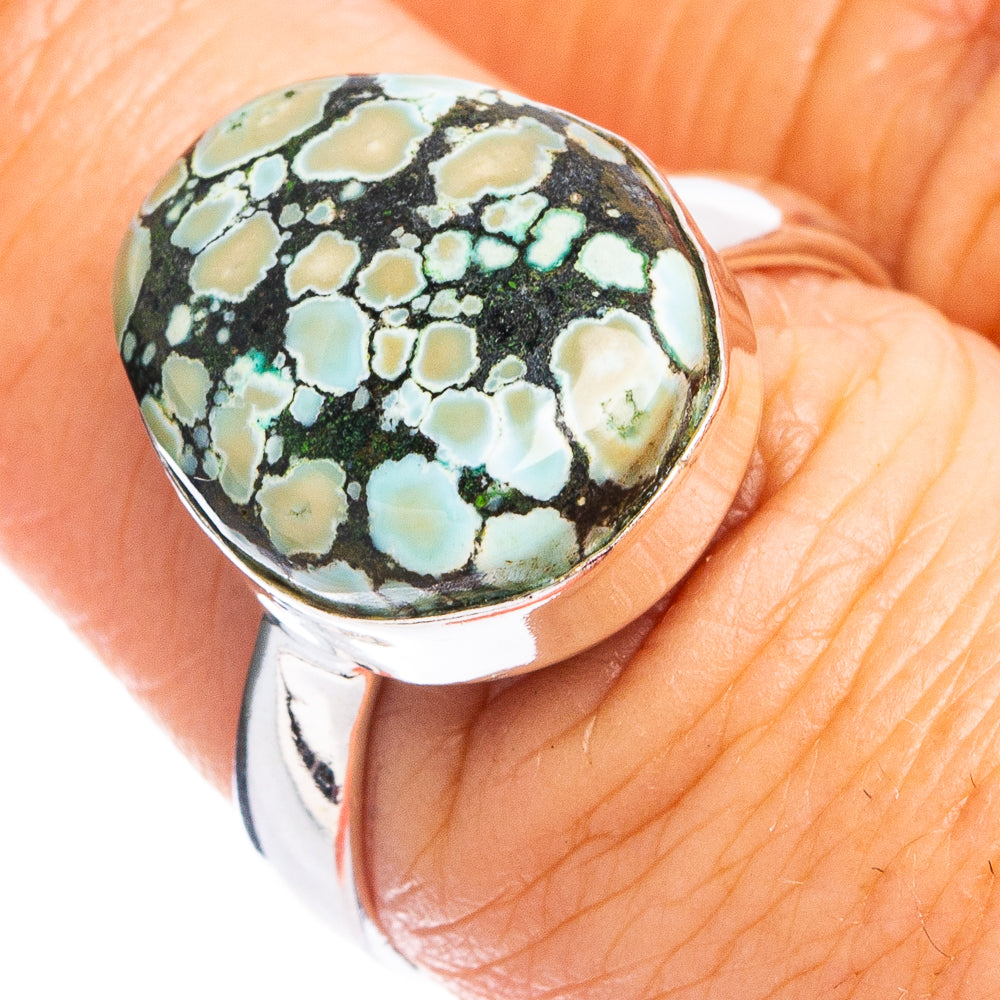 Hubei Spiderweb Turquoise Ring Size 8 (.925 Sterling Silver)