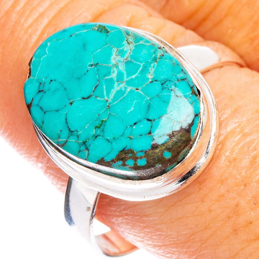 Hebei Spiderweb Turquoise Ring Size 10.5 (.925 Sterling Silver)
